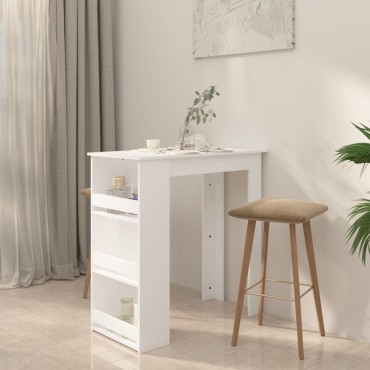 vidaXL Τραπέζι Μπαρ με Ράφια Λευκό 102x50x103,5cmαπό Επεξ. Ξύλο 1 τεμ.