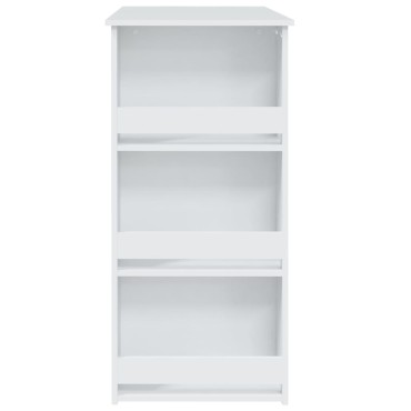 vidaXL Τραπέζι Μπαρ με Ράφια Λευκό 102x50x103,5cmαπό Επεξ. Ξύλο 1 τεμ.