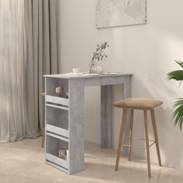 vidaXL Τραπέζι Μπαρ με Ράφια Γκρι Σκυροδ. 102x50x103,5cm Επεξ. Ξύλο 1 τεμ.