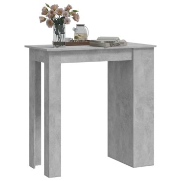 vidaXL Τραπέζι Μπαρ με Ράφια Γκρι Σκυροδ. 102x50x103,5cm Επεξ. Ξύλο 1 τεμ.