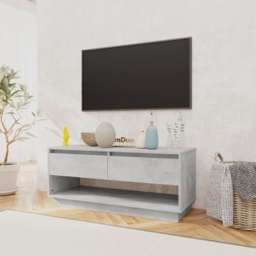 vidaXL Έπιπλο Τηλεόρασης Γκρι Σκυροδέματος 102x41x44cm Επεξ. Ξύλο