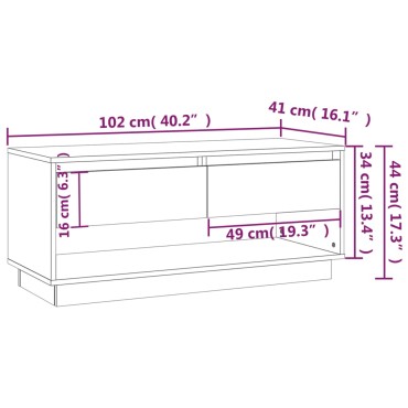 vidaXL Έπιπλο Τηλεόρασης Γκρι Σκυροδέματος 102x41x44cm Επεξ. Ξύλο