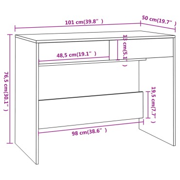 vidaXL Γραφείο Λευκό 101x50x76,5cm από Μοριοσανίδα 1 τεμ.