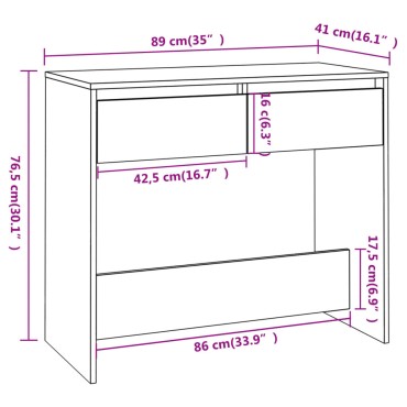 vidaXL Τραπέζι Κονσόλα Λευκό 89x41x76,5cm από Επεξεργασμένο Ξύλο 1 τεμ.