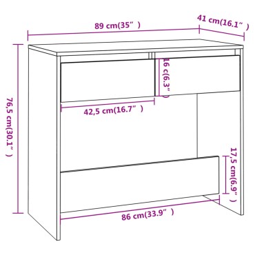 vidaXL Τραπεζάκι Κονσόλα Μαύρο 89x41x76,5cm από Μοριοσανίδα 1 τεμ.