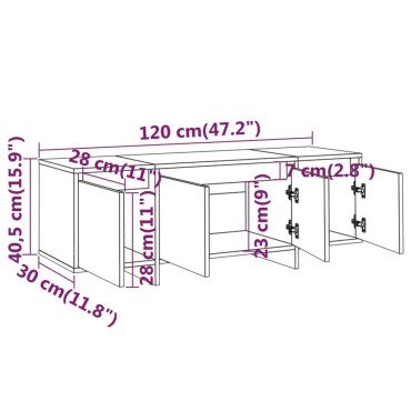 vidaXL Έπιπλο Τηλεόρασης Γκρι Σκυροδέματος 120x30x40,5cm Επεξ. Ξύλο