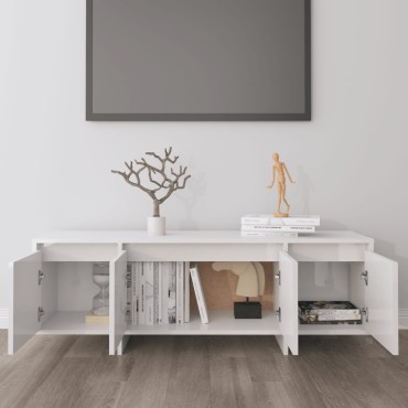 vidaXL Έπιπλο Τηλεόρασης Γυαλ. Λευκό 120x30x40,5cm Επεξ. Ξύλο