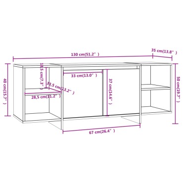vidaXL Έπιπλο Τηλεόρασης Λευκό 130x35x50cm από Μοριοσανίδα