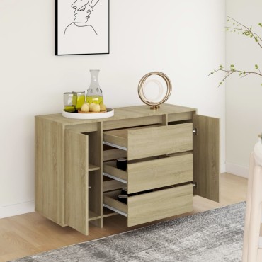 vidaXL Συρταριέρα με 3 Συρτάρια Sonoma Δρυς 120x41x75cm Επεξ. Ξύλο 1 τεμ.