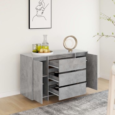vidaXL Συρταριέρα με 3 Συρτάρια Γκρι Σκυρ. 120x41x75cm Επεξ. Ξύλο 1 τεμ.