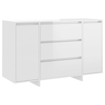 vidaXL Συρταριέρα με 3 Συρτάρια Γυαλ. Λευκό 120x41x75cm από Επεξ. Ξύλο 1 τεμ.