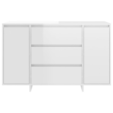 vidaXL Συρταριέρα με 3 Συρτάρια Γυαλ. Λευκό 120x41x75cm από Επεξ. Ξύλο 1 τεμ.