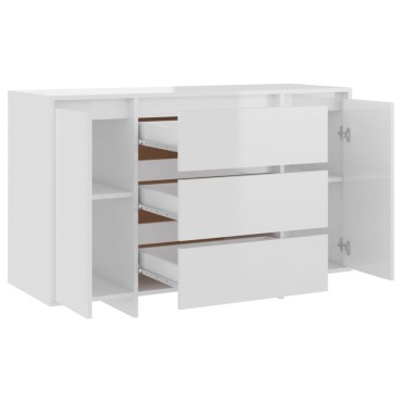vidaXL Συρταριέρα με 3 Συρτάρια Γυαλ. Λευκό 120x41x75cm από Επεξ. Ξύλο 1 τεμ.