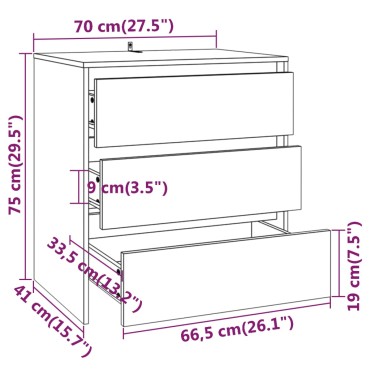 vidaXL Μπουφές Μαύρος 70x41x75cm από Επεξεργασμένο Ξύλο 1 τεμ.