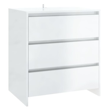 vidaXL Μπουφές Γυαλιστερό Λευκό 70x41x75cm Επεξεργασμένο Ξύλο 1 τεμ.