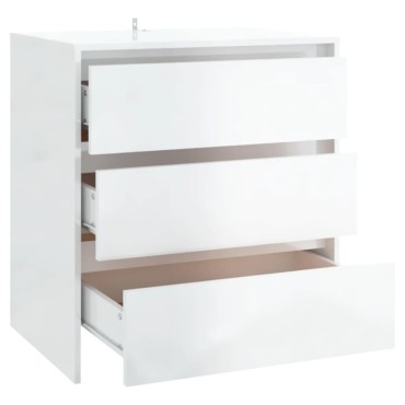 vidaXL Μπουφές Γυαλιστερό Λευκό 70x41x75cm Επεξεργασμένο Ξύλο 1 τεμ.