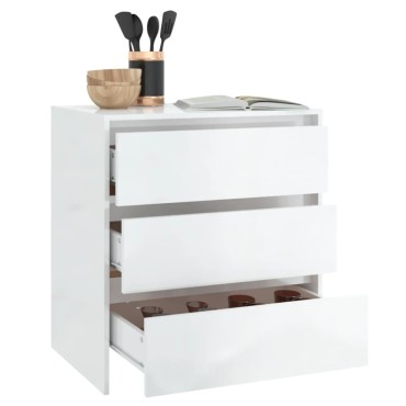 vidaXL Μπουφές Γυαλιστερό Λευκό 70x41x75cm Επεξεργασμένο Ξύλο 1 τεμ.