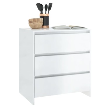 vidaXL Μπουφές Γυαλιστερό Λευκό 70x41x75cm Επεξεργασμένο Ξύλο 1 τεμ.