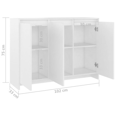 vidaXL Μπουφές Λευκός 102x33x75cm από Επεξ. Ξύλο 1 τεμ.