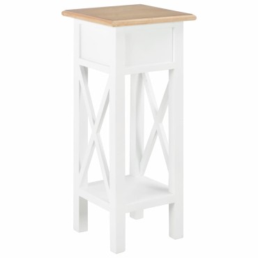 280057 vidaXL Side Table White 27x27x65,5cm Wood
