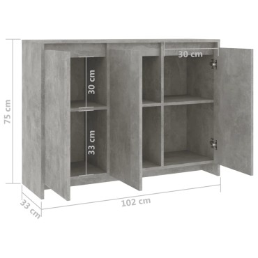 vidaXL Ντουλάπι Γκρι Σκυροδέματος 102x33x75cm Επεξεργασμένο Ξύλο 1 τεμ.