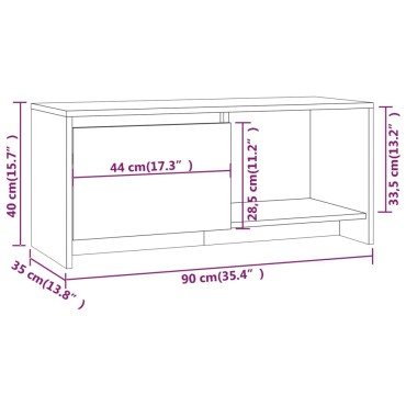 vidaXL Έπιπλο Τηλεόρασης Γκρι Σκυροδέματος 90x35x40cm Επεξ. Ξύλο