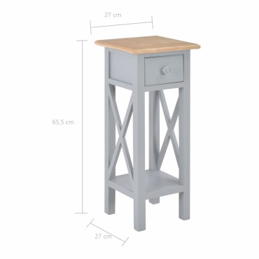 280058 vidaXL Side Table Grey 27x27x65,5cm Wood