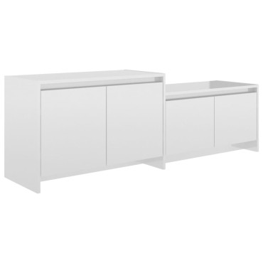 vidaXL Έπιπλο Τηλεόρασης Τοίχου Γυαλ. Λευκό 146,5x35x50εκ. Μοριοσανίδα
