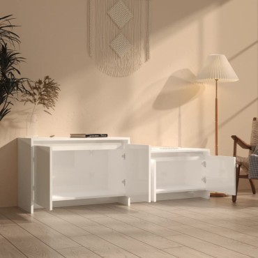 vidaXL Έπιπλο Τηλεόρασης Γυαλ. Λευκό 146,5x35x50cm Επεξεργασμένο Ξύλο