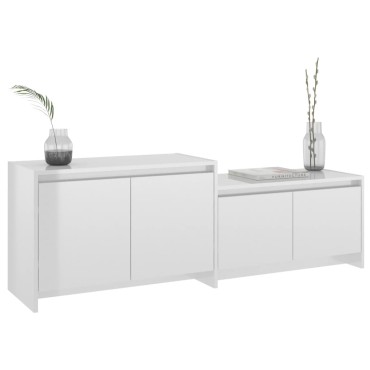 vidaXL Έπιπλο Τηλεόρασης Γυαλ. Λευκό 146,5x35x50cm Επεξεργασμένο Ξύλο