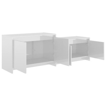 vidaXL Έπιπλο Τηλεόρασης Γυαλ. Λευκό 146,5x35x50cm Επεξεργασμένο Ξύλο