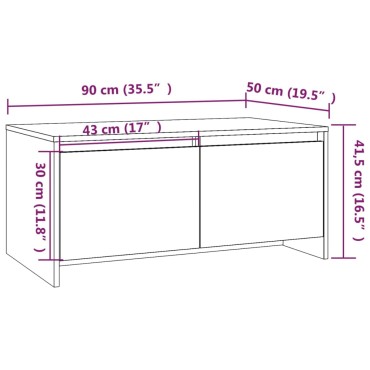 vidaXL Τραπεζάκι Σαλονιού Μαύρο 90x50x41,5cm Επεξεργασμένο Ξύλο 1 τεμ.