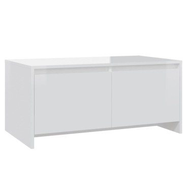 vidaXL Τραπεζάκι Σαλονιού Γυαλ. Λευκό 90x50x41,5cm Επεξεργ. Ξύλο 1 τεμ.