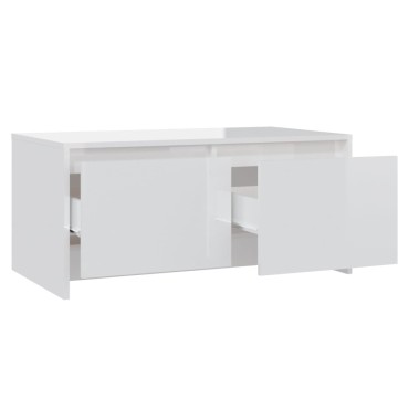 vidaXL Τραπεζάκι Σαλονιού Γυαλ. Λευκό 90x50x41,5cm Επεξεργ. Ξύλο 1 τεμ.
