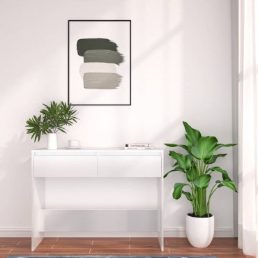 vidaXL Τραπέζι Κονσόλα Λευκό 100x35x76,5cm Επεξεργασμένο Ξύλο 1 τεμ.