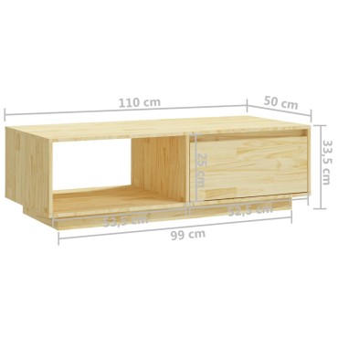 vidaXL Τραπεζάκι Σαλονιού 110x50x33,5cm από Μασίφ Ξύλο Πεύκου 1 τεμ.