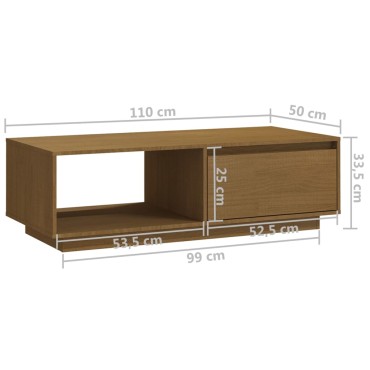 vidaXL Τραπεζάκι Σαλονιού Καφέ Μελί 110x50x33,5cm Μασίφ Ξύλο Πεύκου 1 τεμ.