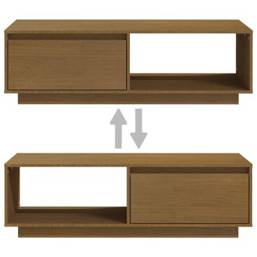 vidaXL Τραπεζάκι Σαλονιού Καφέ Μελί 110x50x33,5cm Μασίφ Ξύλο Πεύκου 1 τεμ.