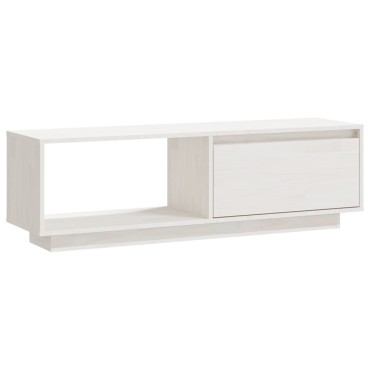 vidaXL Έπιπλο Τηλεόρασης Λευκό 110x30x33,5cm από Μασίφ Ξύλο Πεύκου