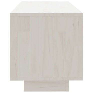 vidaXL Έπιπλο Τηλεόρασης Λευκό 110x30x33,5cm από Μασίφ Ξύλο Πεύκου