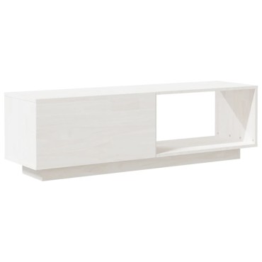 vidaXL Έπιπλο Τηλεόρασης Λευκό 110x30x33,5cm από Μασίφ Ξύλο Πεύκου