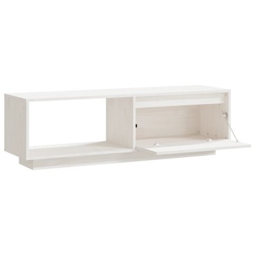 vidaXL Έπιπλο Τηλεόρασης Λευκό 110x30x33,5cm από Μασίφ Ξύλο Πεύκου