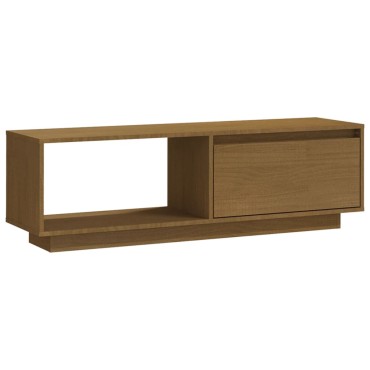 vidaXL Έπιπλο Τηλεόρασης Μελί 110x30x33,5cm από Μασίφ Ξύλο Πεύκου