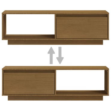 vidaXL Έπιπλο Τηλεόρασης Μελί 110x30x33,5cm από Μασίφ Ξύλο Πεύκου