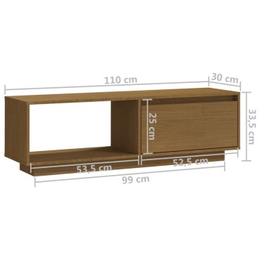 vidaXL Έπιπλο Τηλεόρασης Μελί 110x30x33,5cm από Μασίφ Ξύλο Πεύκου