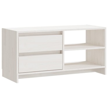 vidaXL Έπιπλο Τηλεόρασης Λευκό 80x31x39cm από Μασίφ Ξύλο Πεύκου