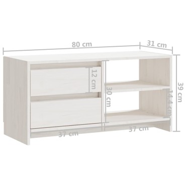 vidaXL Έπιπλο Τηλεόρασης Λευκό 80x31x39cm από Μασίφ Ξύλο Πεύκου