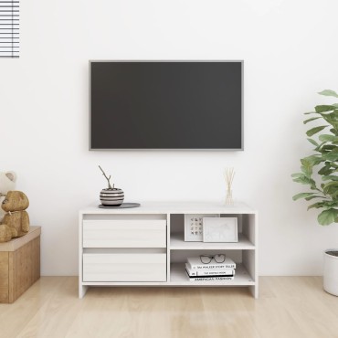 vidaXL Έπιπλο Τηλεόρασης Λευκό 80x31x39cm από Μασίφ Ξύλο Πεύκου