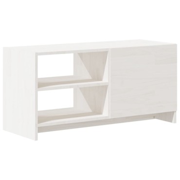 vidaXL Έπιπλο Τηλεόρασης Λευκό 80x31x39cm από Μασίφ Ξύλο Πεύκου