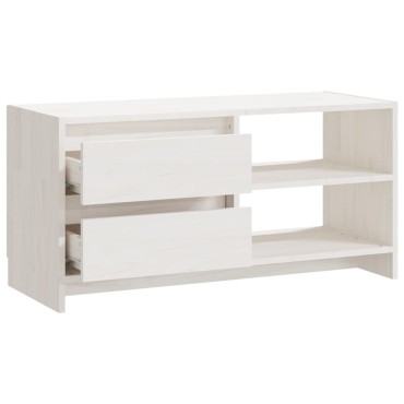 vidaXL Έπιπλο Τηλεόρασης Λευκό 80x31x39cm από Μασίφ Ξύλο Πεύκου